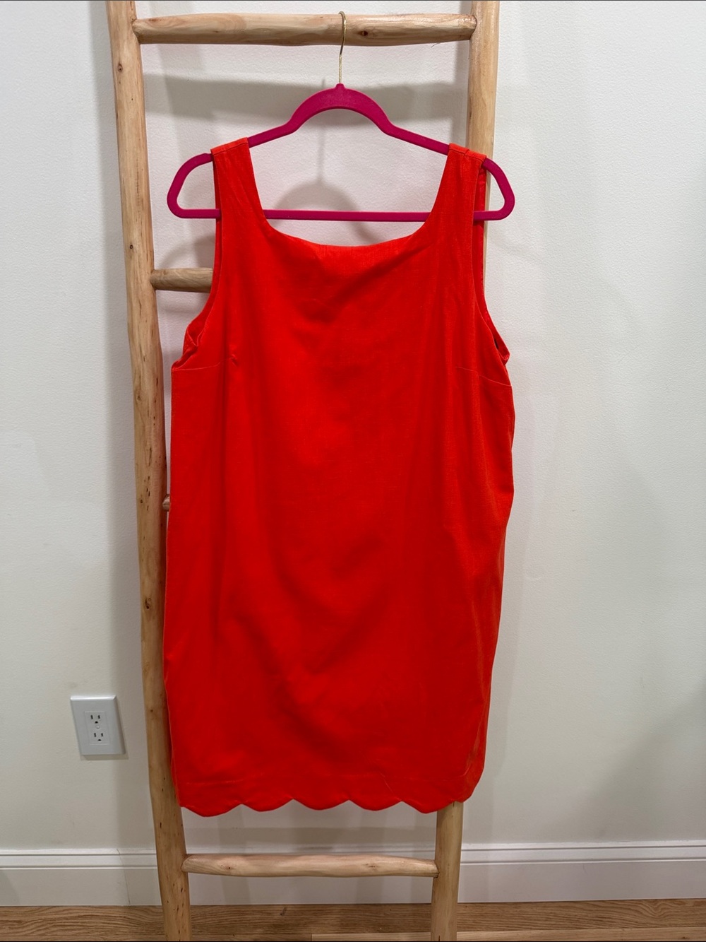 kate spade Tomato Red Sleeveless Dress with Scalloped Hem